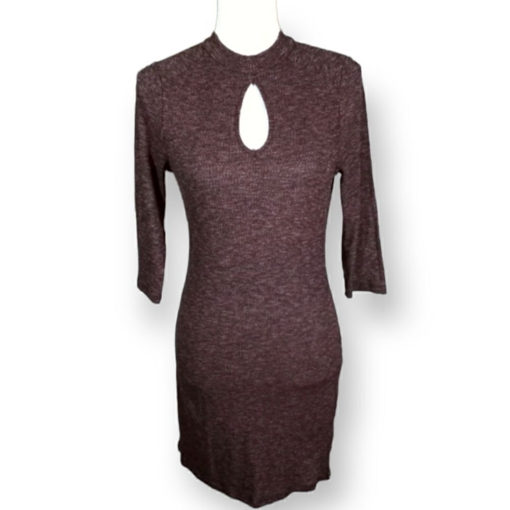 IRIS PINKISH BROWN BODYCON KEYHOLE DRESS SZ.L EUC